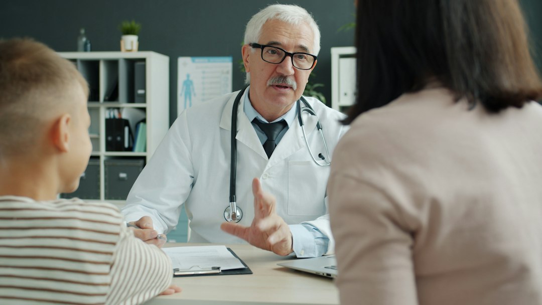 Consultation and caring discussion with child and caregiver